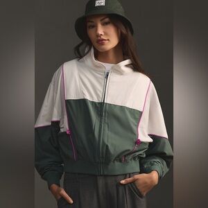 ANTHROPOLOGIE Daily Practice Colourblock Cropped Tracksuit Bomber Jacket XXS NWT